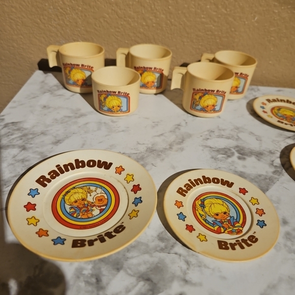 Vintage Rainbow Brite Childs Toy Teaset Bluebird Toys 1984 Cups And Saucers - Picture 4 of 10